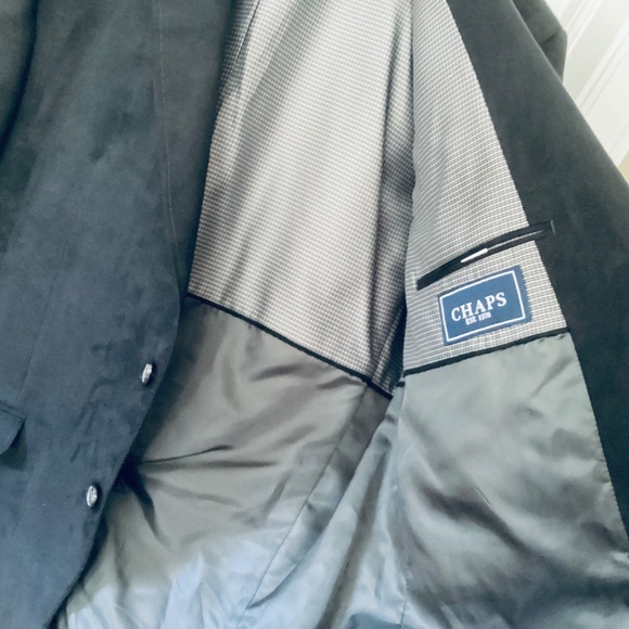 Chaps Blazer Mens 44R Black Suede 2 Button Sport Coat Jacket Office Career Event - Picture 11 of 16